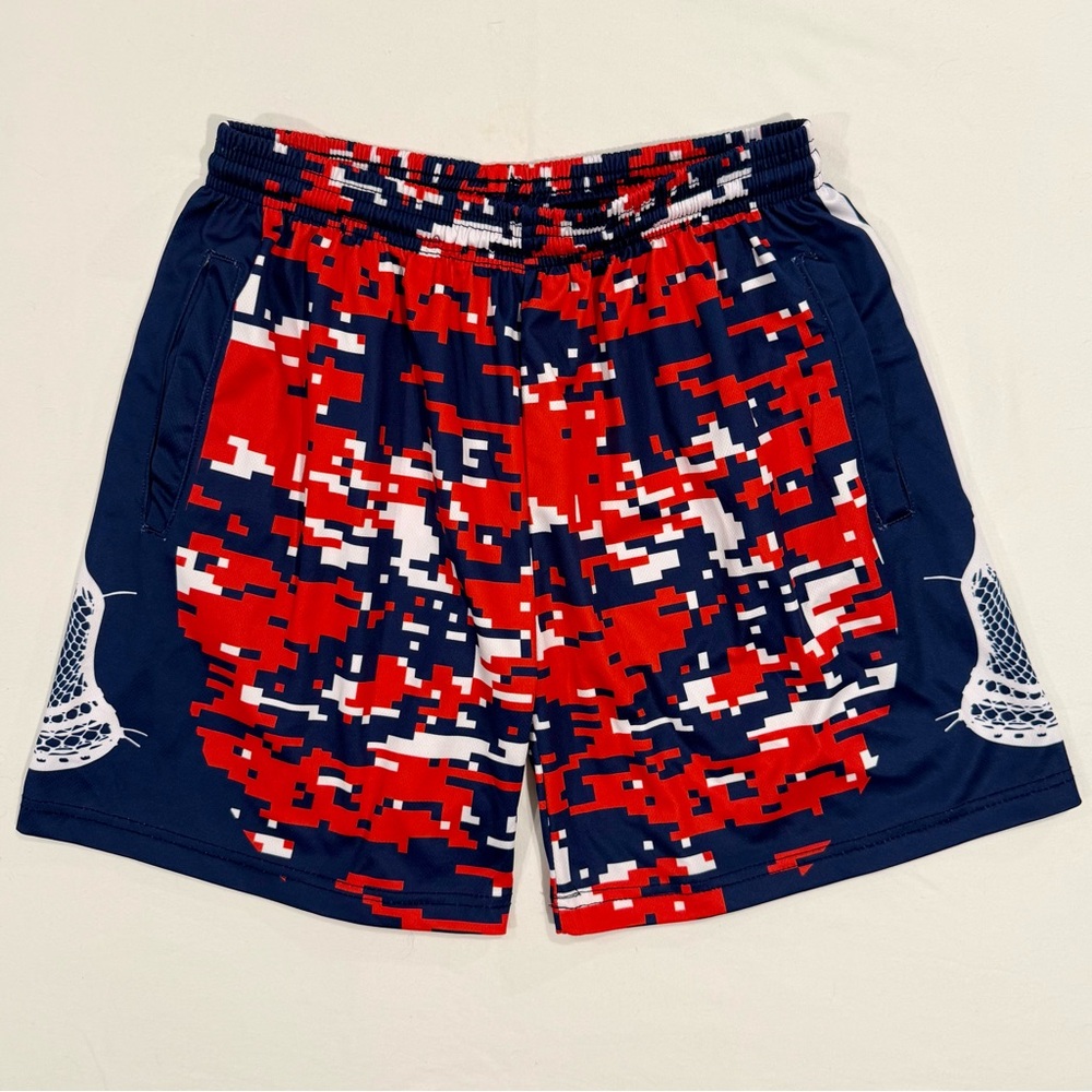 ChalkTalk Sports Lacrosse Shorts Mens Small Beckett Patriotic Digital Camo USA